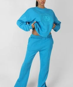 CLOTHING KAIIA TONAL EMBROIDERED JOGGERS BLUE