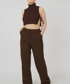 Kaiia TIE SIDE ROLL NECK CROP TOP CLOTHING
