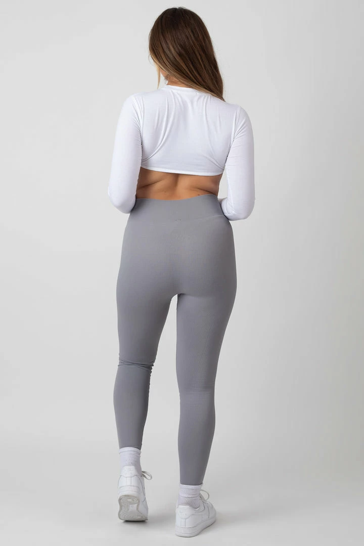 KAIIA PREMIUM RIB SEAMLESS LEGGINGS GREY 6 KAIIA PREMIUM RIB SEAMLESS LEGGINGS GREY