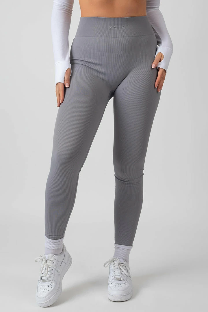 KAIIA PREMIUM RIB SEAMLESS LEGGINGS GREY 5 KAIIA PREMIUM RIB SEAMLESS LEGGINGS GREY