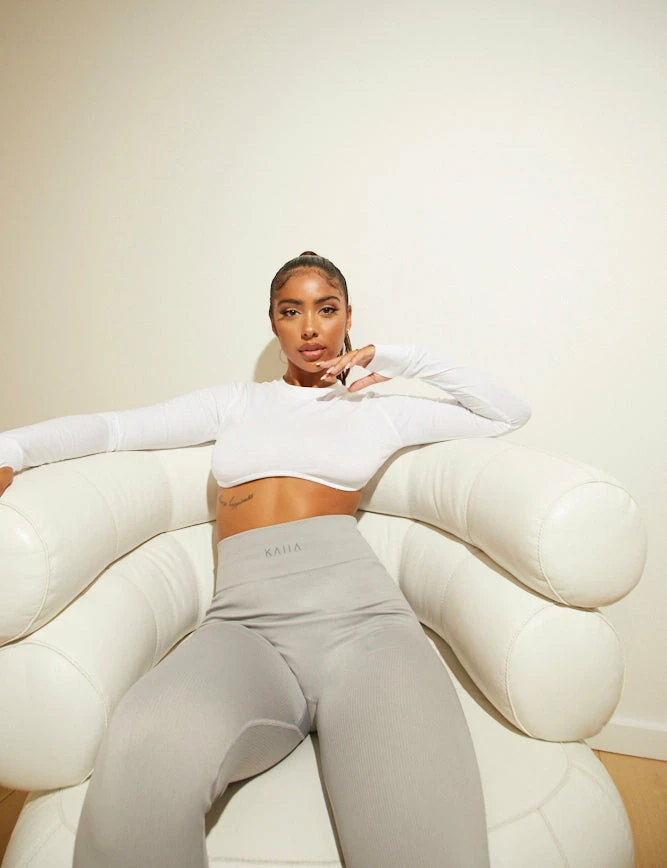 KAIIA PREMIUM RIB SEAMLESS LEGGINGS GREY 7 KAIIA PREMIUM RIB SEAMLESS LEGGINGS GREY