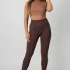KAIIA PREMIUM RIB SEAMLESS LEGGINGS CHOCOLATE