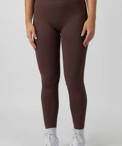 KAIIA PREMIUM RIB SEAMLESS LEGGINGS CHOCOLATE