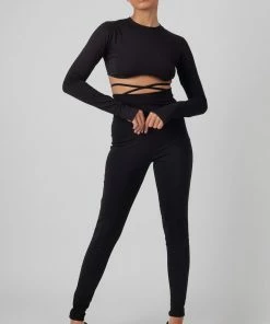 Kaiia TIE WAIST LEGGINGS BLACK