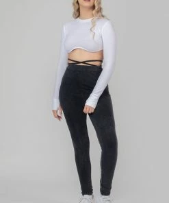 Kaiia TIE WAIST LEGGINGS ACID WASH CLOTHING