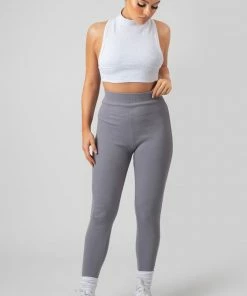 Kaiia THICK WAISTBAND RIBBED LEGGINGS GREY CLOTHING