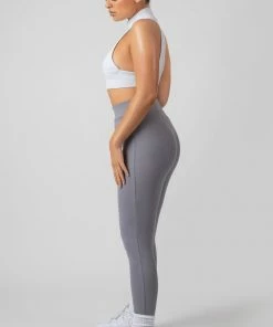 Kaiia THICK WAISTBAND RIBBED LEGGINGS GREY CLOTHING