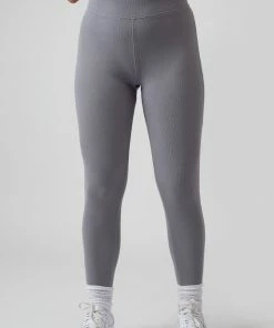 Kaiia THICK WAISTBAND RIBBED LEGGINGS GREY CLOTHING