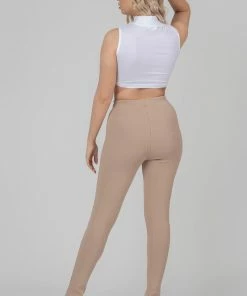 Kaiia CLOTHING RIB MIX ACID WASH SHAPER LEGGING TAUPE