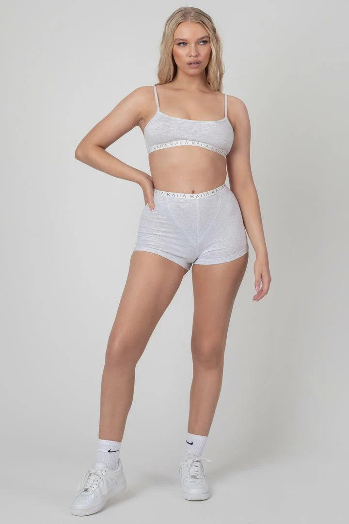KAIIA ELASTIC GIRL BOXER GREY MARL CLOTHING 3 KAIIA ELASTIC GIRL BOXER GREY MARL CLOTHING