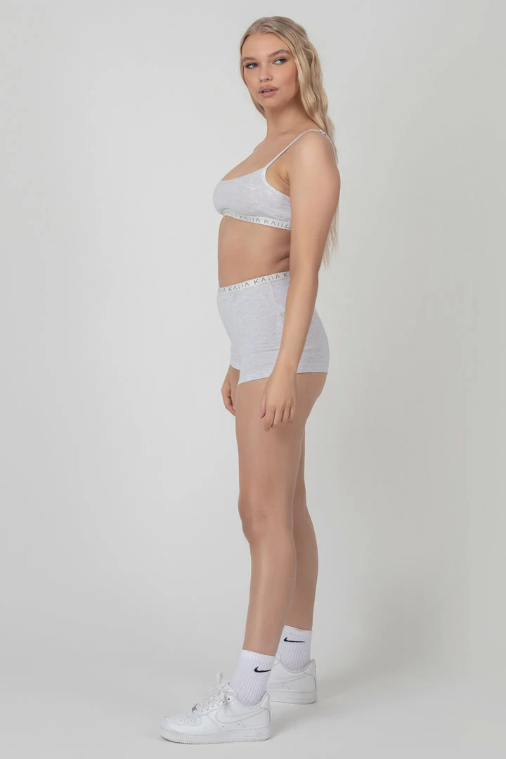 KAIIA ELASTIC GIRL BOXER GREY MARL CLOTHING 5 KAIIA ELASTIC GIRL BOXER GREY MARL CLOTHING