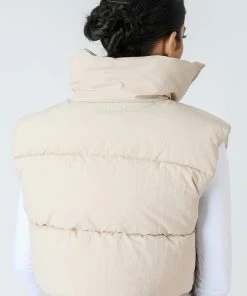 Kaiia CLOTHING CROPPED PUFFER GILET STONE