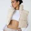 Kaiia CLOTHING CROPPED PUFFER GILET STONE