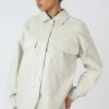 Kaiia VEGAN LEATHER POCKET OVERSIZED SHACKET STONE