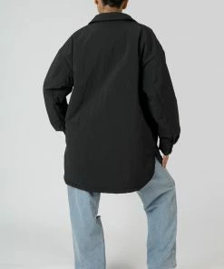 Kaiia PADDED OVERSIZED SHACKET BLACK