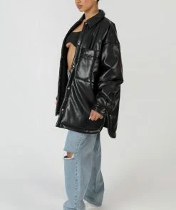 Kaiia PU PADDED SHACKET BLACK