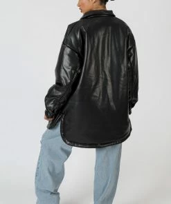 Kaiia PU PADDED SHACKET BLACK