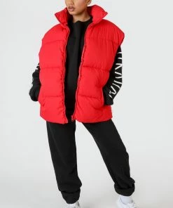 Kaiia CLOTHING LONGLINE OVERSIZED GILET RED