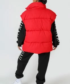 Kaiia CLOTHING LONGLINE OVERSIZED GILET RED