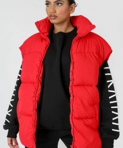 Kaiia CLOTHING LONGLINE OVERSIZED GILET RED