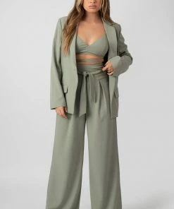 Kaiia PREMIUM OBI BELT BLAZER SAGE