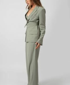 Kaiia PREMIUM OBI BELT BLAZER SAGE