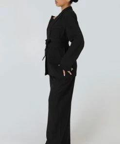 Kaiia CLOTHING PREMIUM OBI BELT BLAZER BLACK