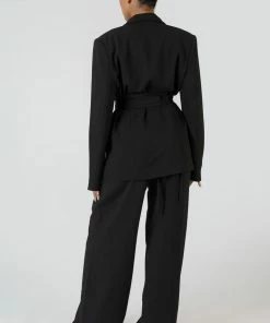 Kaiia CLOTHING PREMIUM OBI BELT BLAZER BLACK