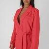 Kaiia WRAP WAIST BLAZER CORAL