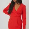 Kaiia PLUNGE FRONT DRAPE DRESS RED