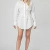 Kaiia CLOTHING CORSET WAIST SHIRT DRESS WHITE
