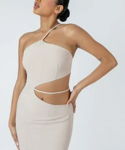 Kaiia CLOTHING ASYMMETRIC CUTOUT WAIST STRAPPY MINI DRESS