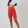 Kaiia CLOTHING HIGH WAISTED JERSEY CYCLING SHORTS RED