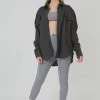 Kaiia OVERSIZED POCKET FRONT SHACKET GREY ACID WASH