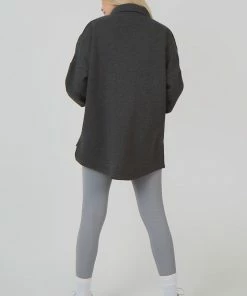 Kaiia OVERSIZED POCKET FRONT SHACKET GREY ACID WASH