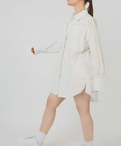 Kaiia OVERSIZED POPLIN SHIRT DRESS WHITE
