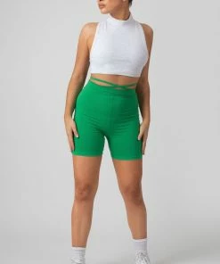 Kaiia CLOTHING TIE WAIST CYCLING SHORTS GREEN