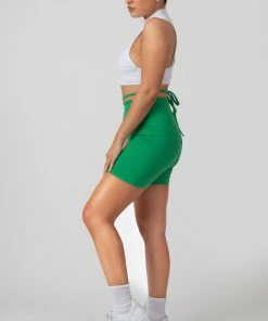 Kaiia CLOTHING TIE WAIST CYCLING SHORTS GREEN
