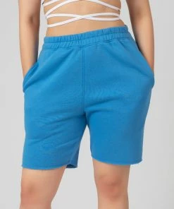 Kaiia LONGLINE RAW HEM SHORTS BLUE CLOTHING