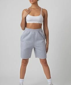 Kaiia LONGLINE RAW HEM SHORTS GREY