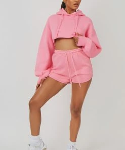 Kaiia OVERSIZED SUPER CROPPED HOODY PINK