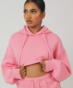 Kaiia OVERSIZED SUPER CROPPED HOODY PINK