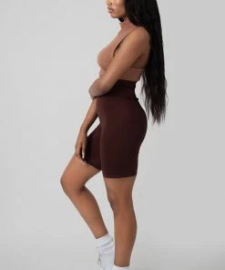 Kaiia HIGH WAISTED JERSEY CYCLING SHORTS CHOCOLATE
