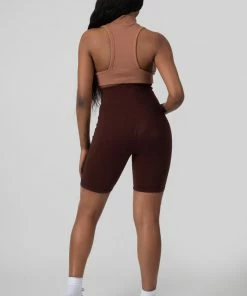 Kaiia HIGH WAISTED JERSEY CYCLING SHORTS CHOCOLATE