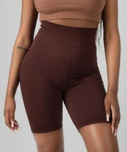 Kaiia HIGH WAISTED JERSEY CYCLING SHORTS CHOCOLATE