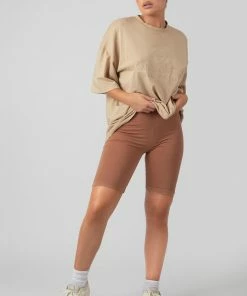 Kaiia HIGH WAISTED JERSEY CYCLING SHORTS CINNAMON