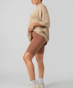 Kaiia HIGH WAISTED JERSEY CYCLING SHORTS CINNAMON