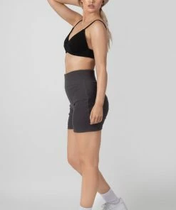 Kaiia HIGH WAISTED RIB CYCLING SHORTS DARK GREY CLOTHING
