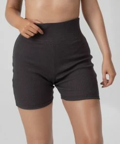 Kaiia HIGH WAISTED RIB CYCLING SHORTS DARK GREY CLOTHING