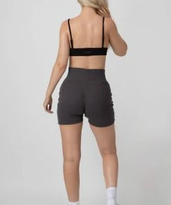 Kaiia HIGH WAISTED RIB CYCLING SHORTS DARK GREY CLOTHING